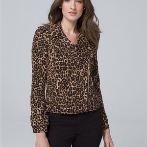LIKE NEW! White House Black Market Leopard Moto Jacket Size 00